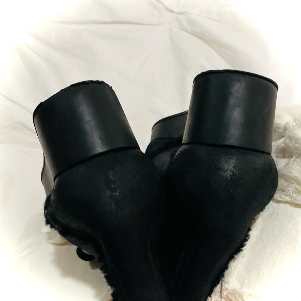 SOLD✨ROBERT CLERGERIE | 38 | Nadim Leather Sherpa Lace-Up Bootie Platform Wedge - Picture 8 of 13